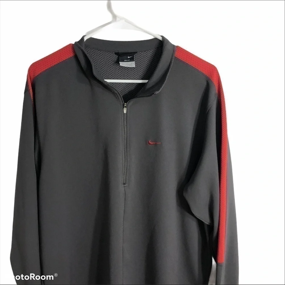Nike Pullover Men’s Gray 1/2 Zip Red Shirt Top